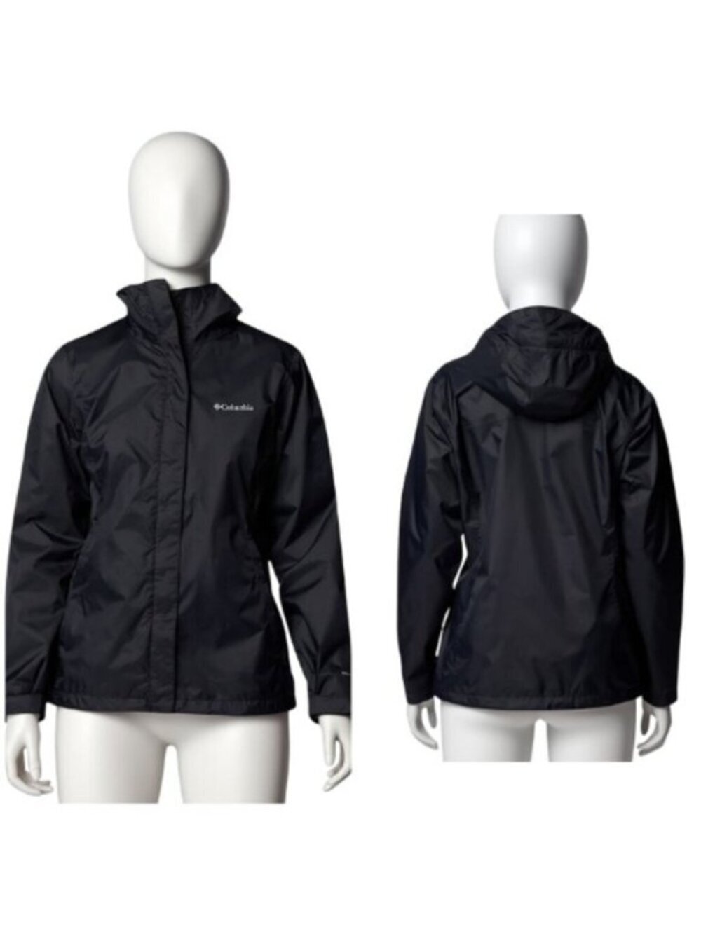 Columbia Women’s Arcadia II Waterproof Lightweight Hooded Rain Jacket  Black